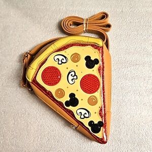 DISNEY Buon Appetito slice of pizza crossbody bag NWOT sequins glitter Mickey